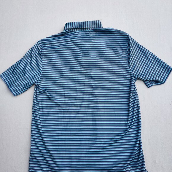 Greg Norman Golf Polo Shirt men size M blue colour classic bar stripe shark polo - Picture 3 of 9